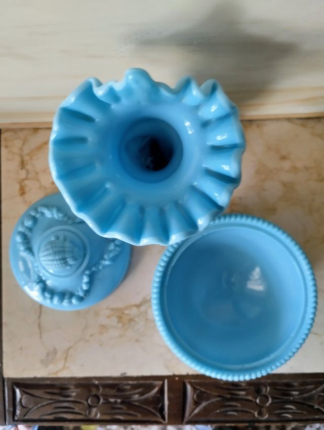 Juego opalina azul vintage