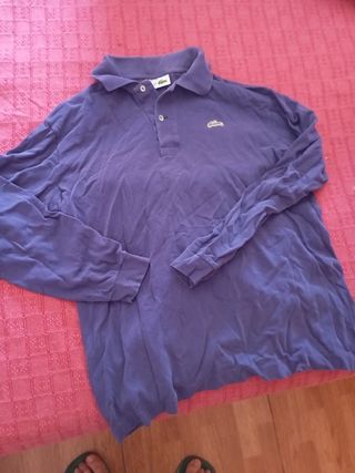 Polo Lacoste azul manga larga