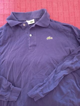 Polo Lacoste azul manga larga