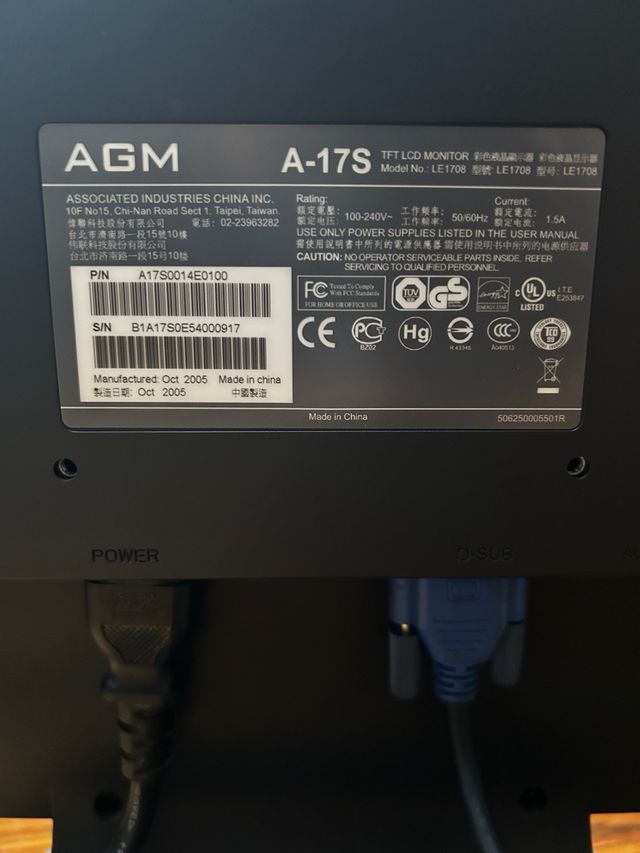 Monitor AGM - Pantalla negra