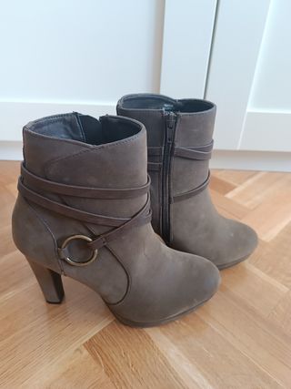 Botines tacón marrón mujer - 38