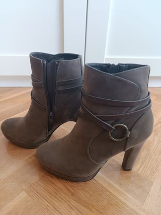 Botines tacón marrón mujer - 38
