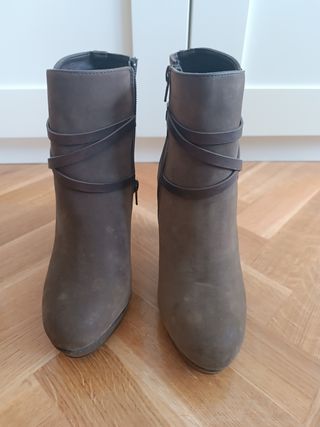 Botines tacón marrón mujer - 38