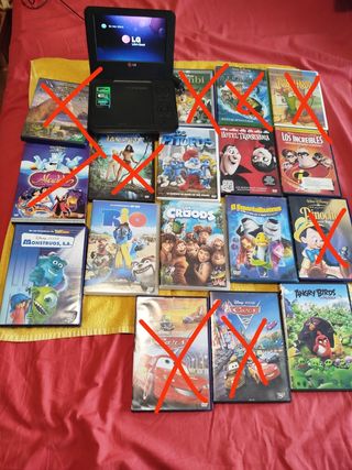DVD Portátil LG + 13 Películas dibujos animados