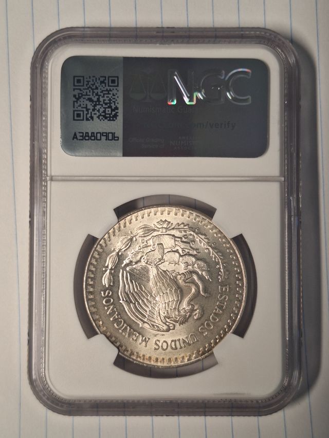 Onza Plata Méjico 1986 MS63 NGC