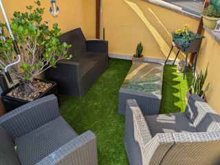 Conjunto jardín - 2 sillones+mesa+sofa