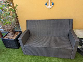 Conjunto jardín - 2 sillones+mesa+sofa
