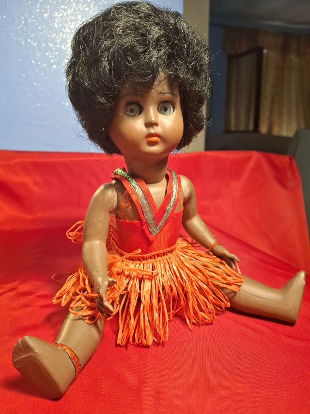 Bambola Furga anni '50, nera, 28cm