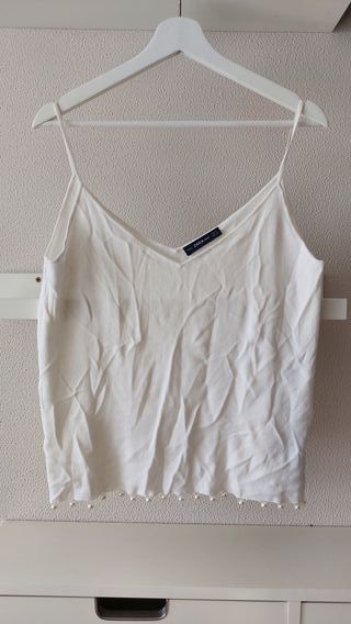 Top Zara blanco - perlas