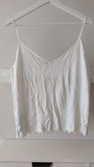 Top Zara blanco - perlas