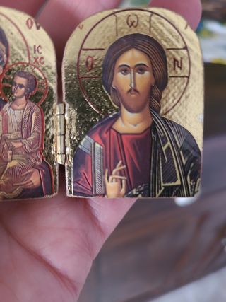 Icona sacra Diptico Madonna Gesù