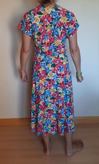 Vestido floral largo multicolor