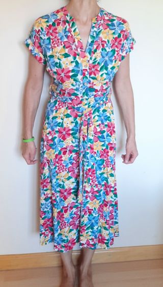 Vestido floral largo multicolor