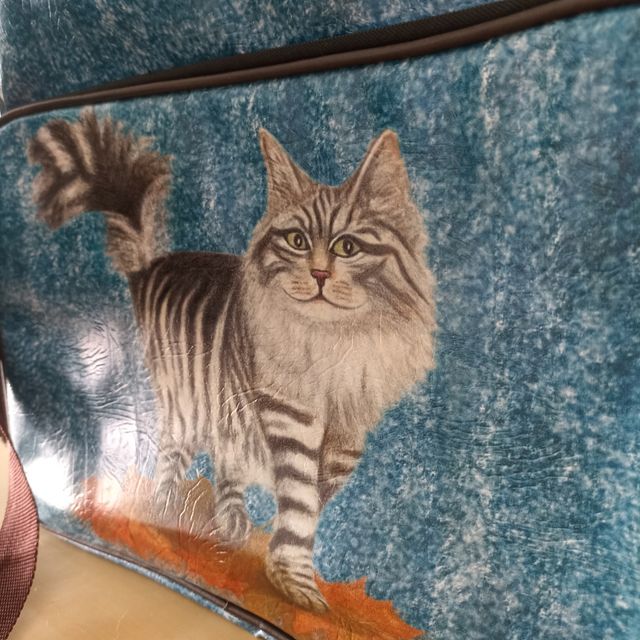 Bolso bandolera gato - polipiel azul