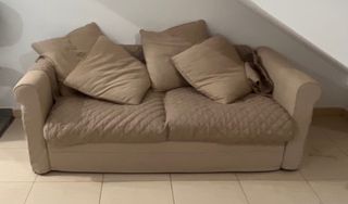 Sofá cama beige de tela