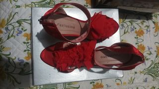 Sandalias rojas tacón alto