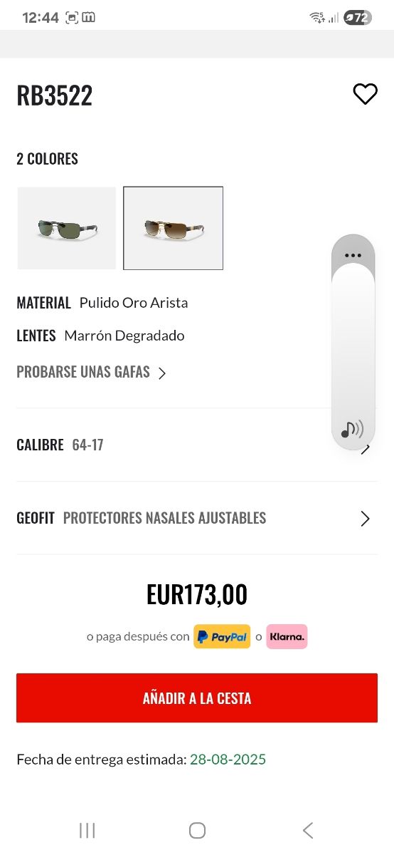 Ray-Ban Gafas Sol Doradas