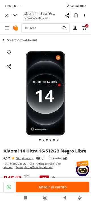 Xiaomi 14 Ultra 16GB-512GB x
 estación de energía 