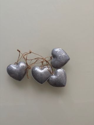 Adornos corazón metal plata - Navidad