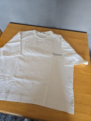 Camiseta Zara blanca oversize hombre-talla L
