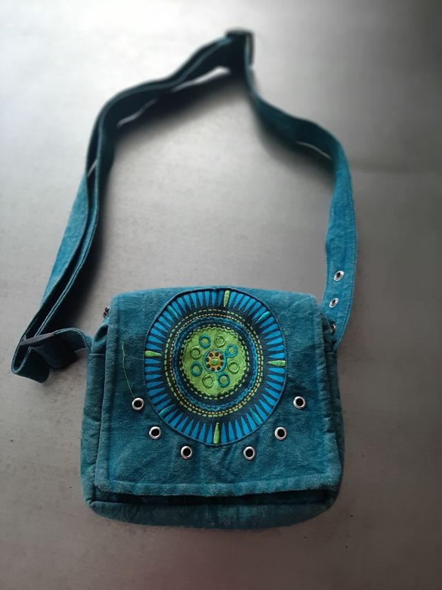 Bolso bandolera verde - Tejido