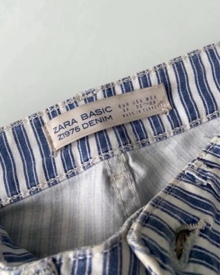Pantalones pitillo rayas azul blanco