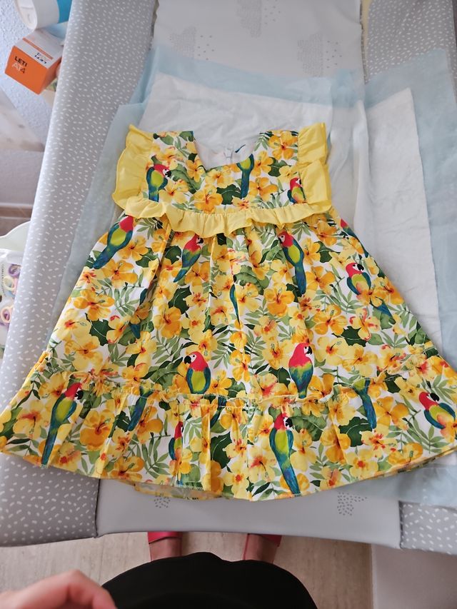 Vestido niña 3 años - floral loro amarillo