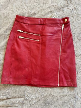 Mini Falda Piel Roja