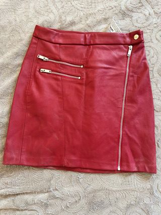 Mini Falda Piel Roja