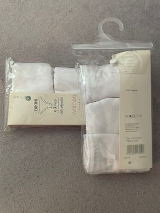 6 bragas Bikini Mujer Algodón Blancas 