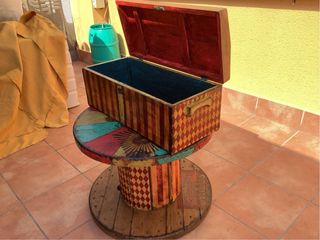 Baúl vintage circo - madera, decorado a mano
