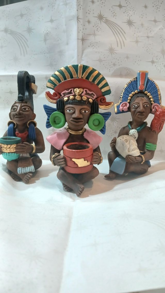 3 Estatuetas Artesanato Mexicano