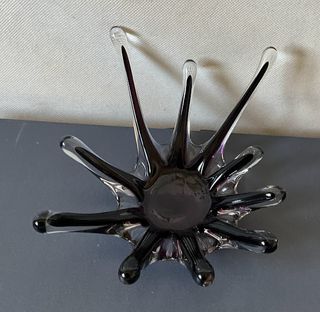 Vaso vetro veneziano nero viola