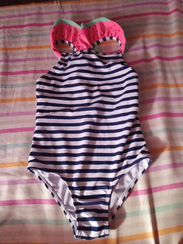 Bañador niña rayas - Watermelon Manguitos Nabaiji