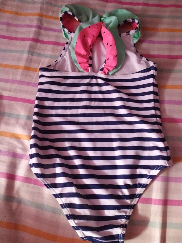 Bañador niña rayas - Watermelon Manguitos Nabaiji
