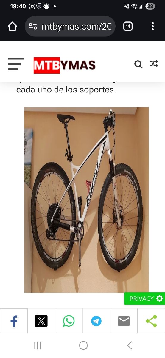 Soporte Bicicleta Pared ZAMURANO 2 unidades