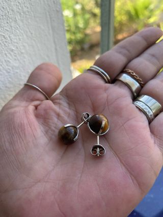 Pendientes Ojo de Tigre Plata