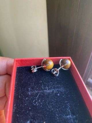 Pendientes Ojo de Tigre Plata