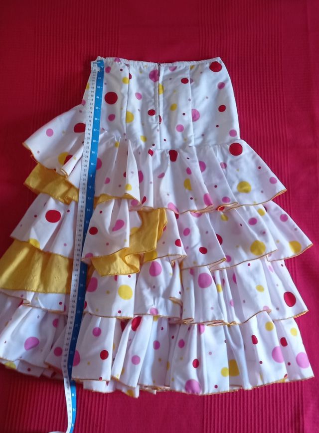 Traje Flamenca niña blanco-amarillo