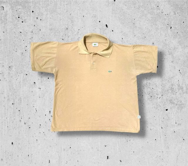 Lacoste Polo Shirt Beige Vintage Y2K Embroidered L