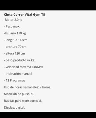 Cinta correr Vital Gym - Caminadora