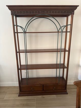 Mesa comedor 6 sillas y estanteria madera maciza