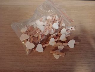 Pinzas madera corazón - 37uds