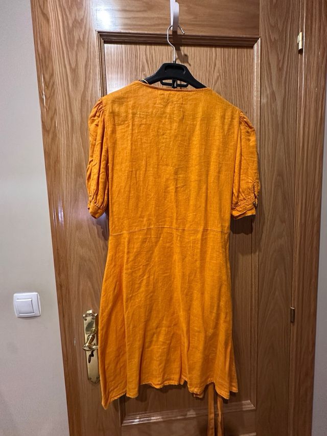 Vestido Zara lino naranja