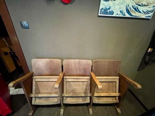 3 butacas madera antiguas - cine