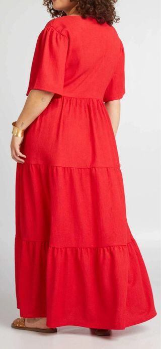 Vestido rojo TALLA GRANDE verano punto gofrado