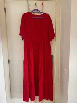 Vestido rojo TALLA GRANDE verano punto gofrado