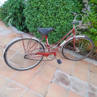 Bicicleta clásica roja de paseo.