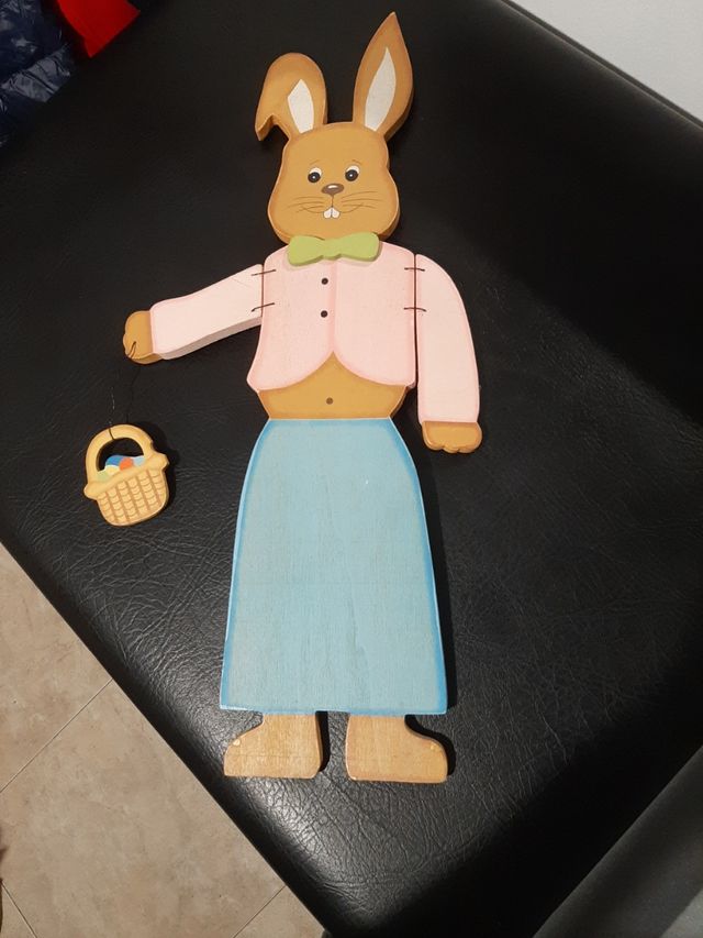 Conejo madera Pascua Decoración