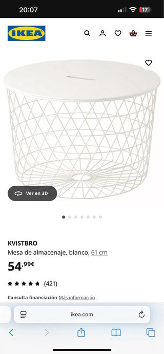 Mesa almacenaje Kvistbro blanca 61cm Ikea